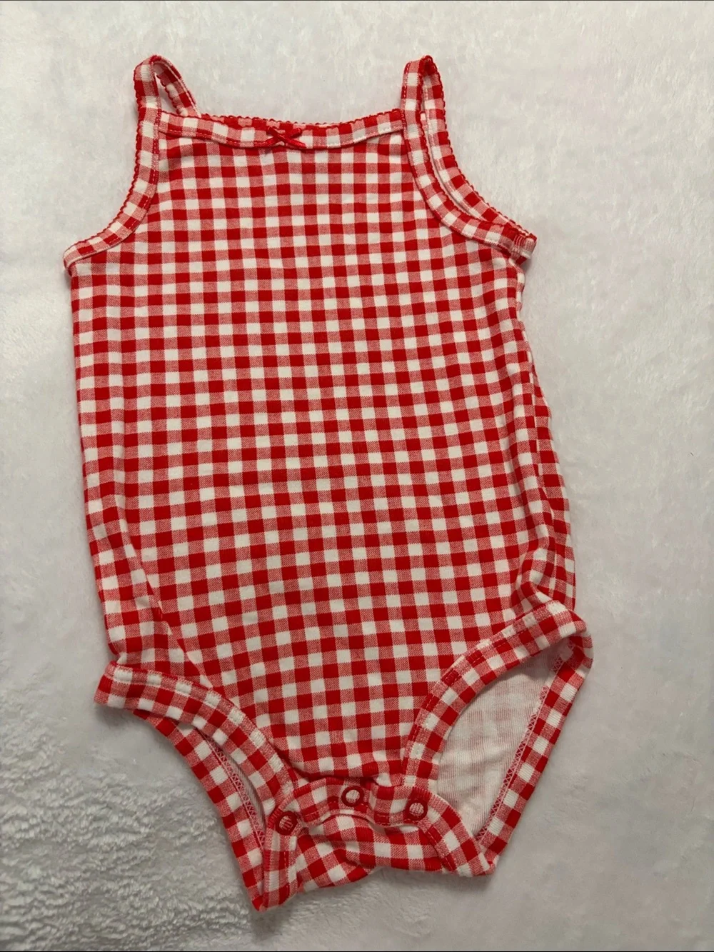 Carter's Red & White Gingham Sleeveless Baby Bodysuit